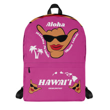 Load image into Gallery viewer, Wahine Shaka DRKPink Backpack - Hawai'i