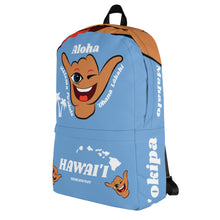 Load image into Gallery viewer, Wink Shaka Light Blue Backpack - Hawai'i