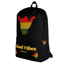 Load image into Gallery viewer, Rasta Shaka Black Backpack - Good Vibes