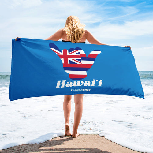 Hawai'i Flag Shaka Towel - Blue