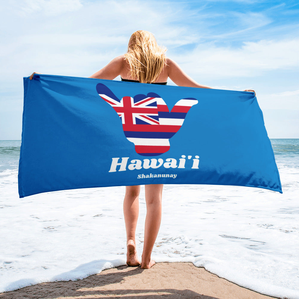 Hawai'i Flag Shaka Towel - Blue