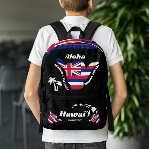 Hawai'i Flag Shaka Backpack - Black