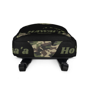 Camo Shaka Black Backpack - Hawai'i (Green Words)