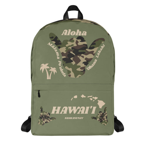 Camo Shaka Green Backpack - Hawai'i