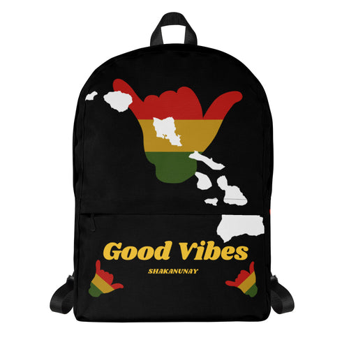 Rasta Shaka Black Backpack - Good Vibes Hawai'i