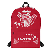 Load image into Gallery viewer, Tribal Shaka Hawai&#39;i Red Backpack