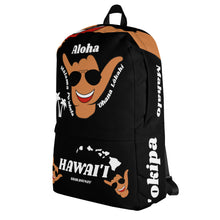 Load image into Gallery viewer, Braddah Shaka Black Backpack - Hawai&#39;i