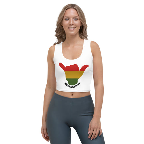 Rasta Shaka Crop Top Tank - White