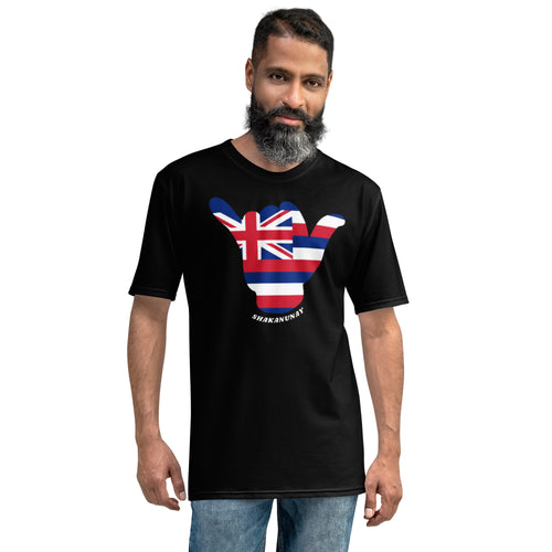 Hawai'i Flag Shaka Black T - Hawai'i Back