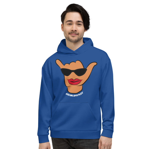 Wahine Shaka Blue Hoodie - Hawai'i Back