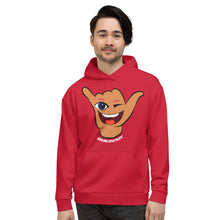 Load image into Gallery viewer, Wink Shaka Red Hoodie - Hawai&#39;i Back