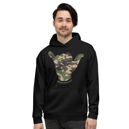 Camo Shaka Black Hoodie - Hawai'i Back
