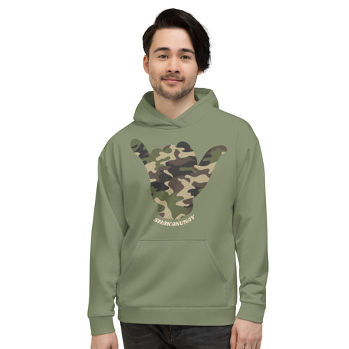 Camo Shaka Green Hoodie - Hawai'i Back