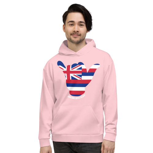 Hawai'i Flag Shaka Pink Hoodie - Hawai'i Back