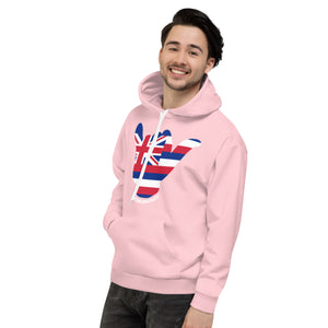 Hawai'i Flag Shaka Pink Hoodie - Hawai'i Back