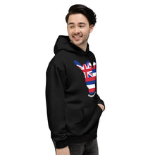 Load image into Gallery viewer, Hawai&#39;i Flag Shaka Black Hoodie - Hawai&#39;i Back