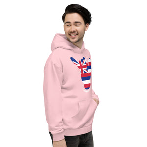 Hawai'i Flag Shaka Pink Hoodie - Hawai'i Back