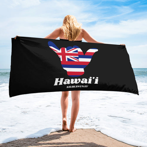 Hawai'i Flag Shaka Towel - Black
