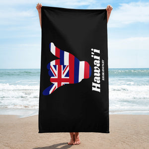 Hawai'i Flag Shaka Towel - Black