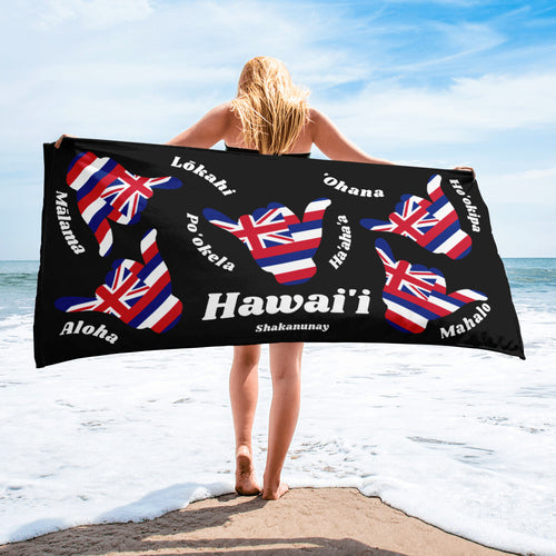 Hawai'i Flag Values Towel - Black
