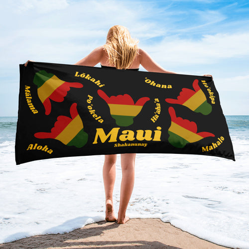 Maui Values Rasta Shaka Towel - Black