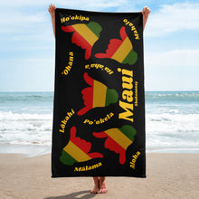 Load image into Gallery viewer, Maui Values Rasta Shaka Towel - Black