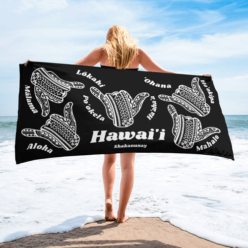 Hawai'i Tribal Black Towel
