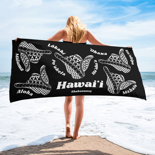 Hawai'i Tribal 2.0 Black Towel
