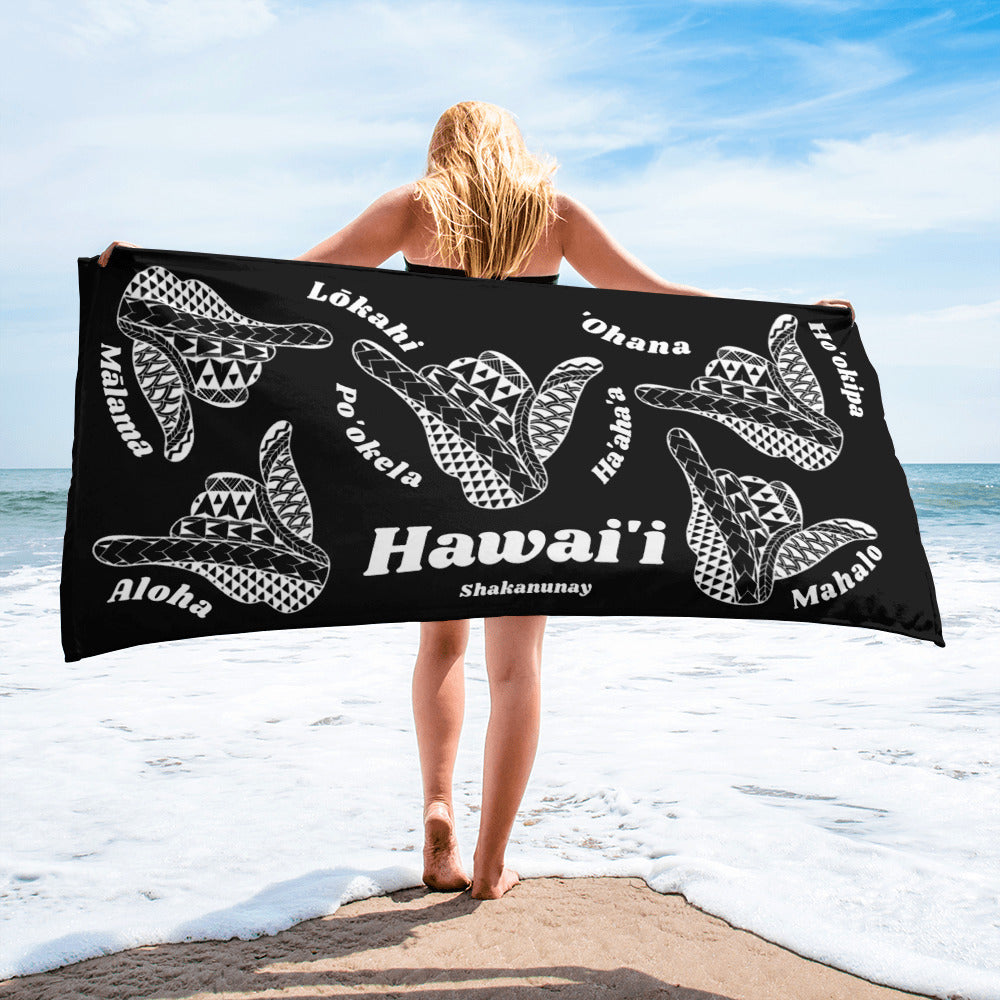 Hawai'i Tribal 2.0 Black Towel